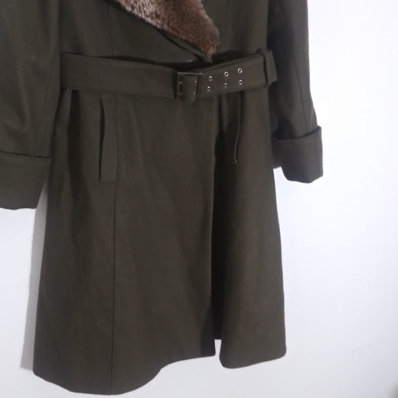 Zara wool blend trench w/removable faux fur collar - Picture 3 of 8